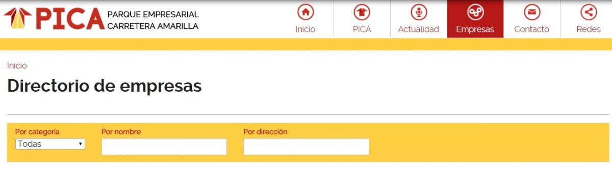 Buscador de la web del Parque PICA.